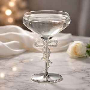 Bella Lux Silver Bow Cocktail Glasses
